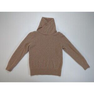 LL Bean 100% Cashmere Knit Sweater Women's Medium Tan Funnelneck Pullover 510701